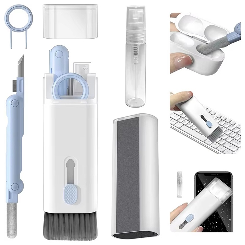 Keycap Puller Ring - 7-in-1 oordopjesreinigingsborstelset, toetsenbordstofreinigingspen, toetsenkapverwijderaar voor AirPods,